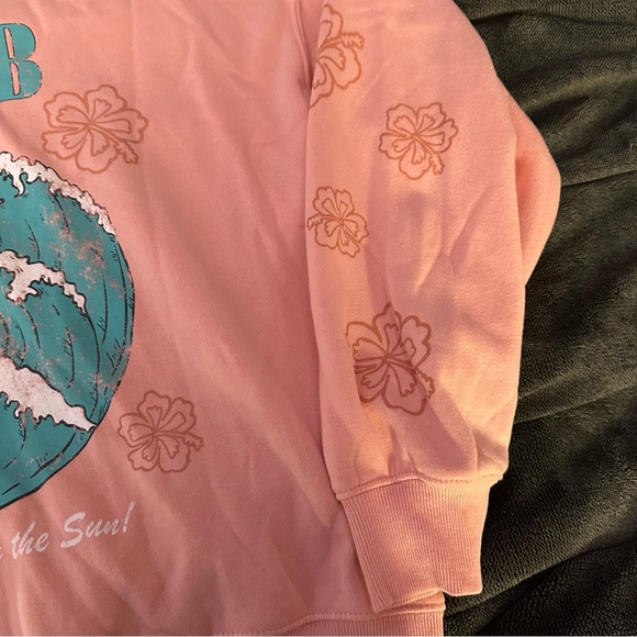 NWT Disney Mickey's Surf Club Pink Surfer Fleece Crewneck Sweatshirt - Picture 3 of 5